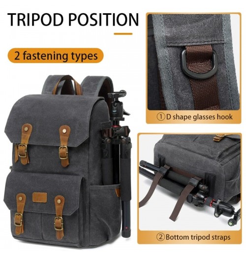 Canvas Camera Backpack With Tripod Holder